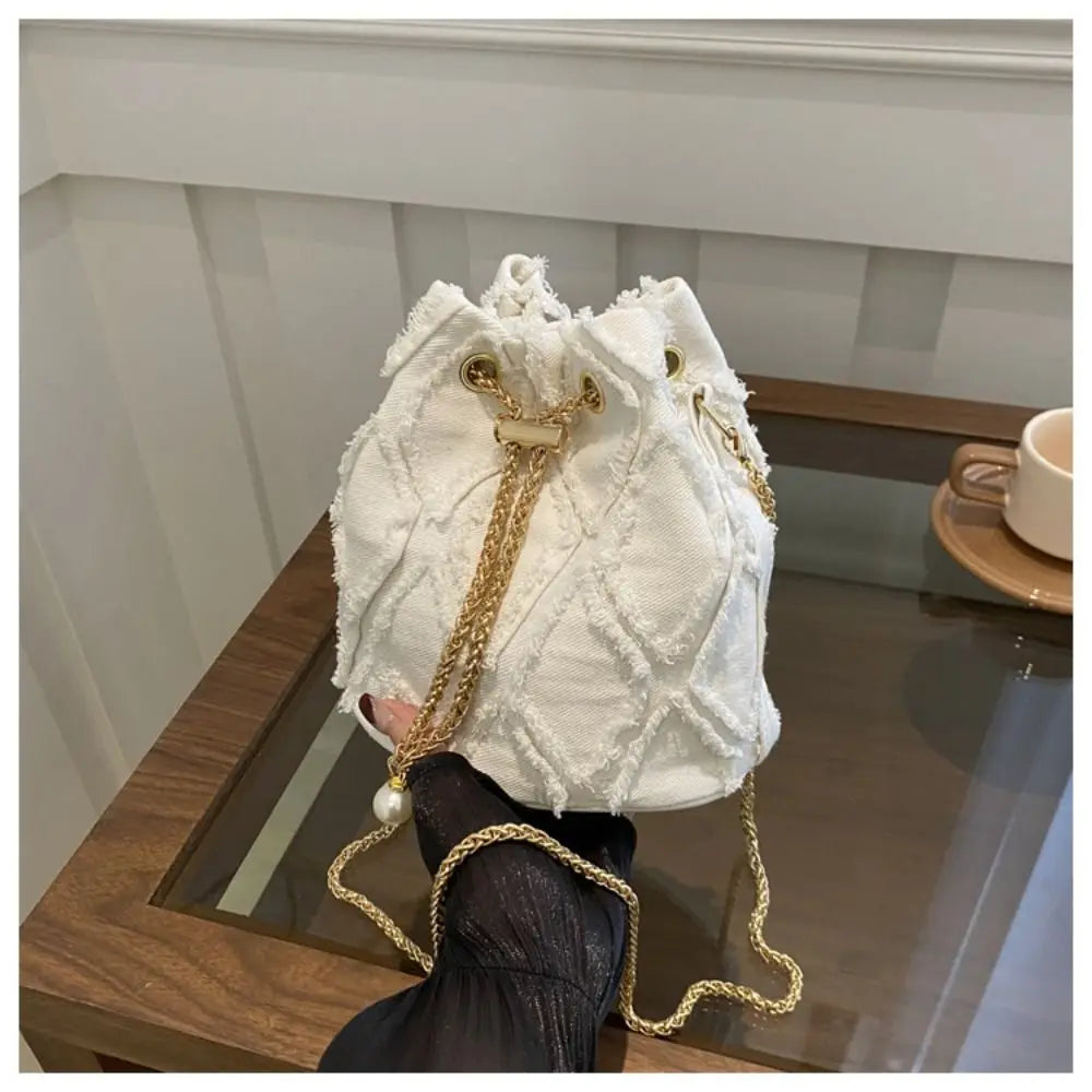 Pearl Denim Bucket Bag