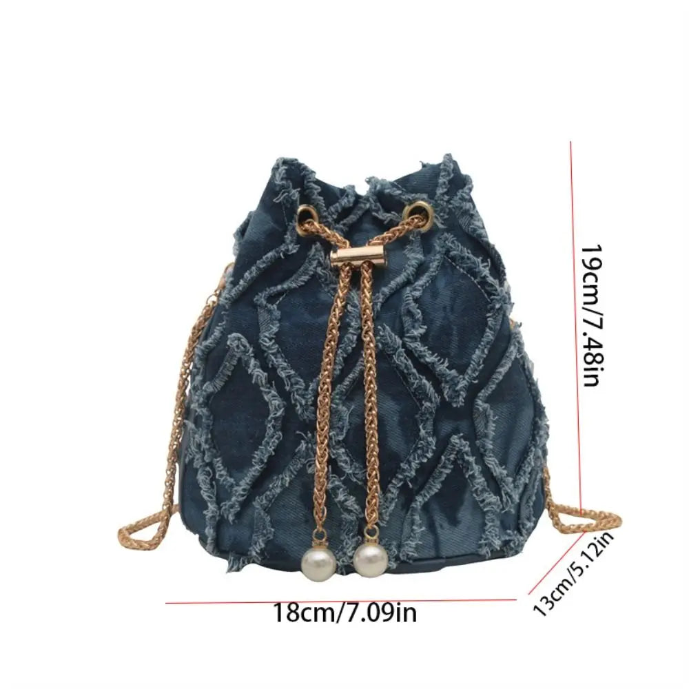 Pearl Denim Bucket Bag