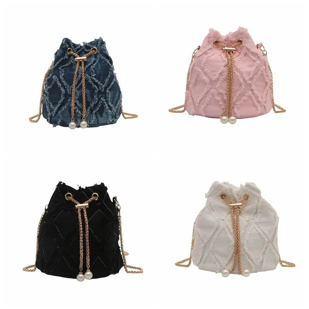 Pearl Denim Bucket Bag