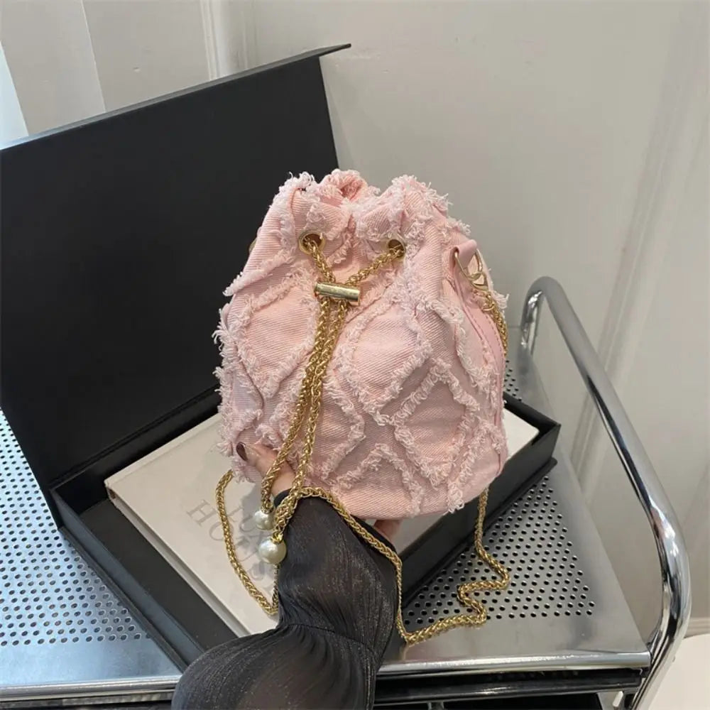 Pearl Denim Bucket Bag