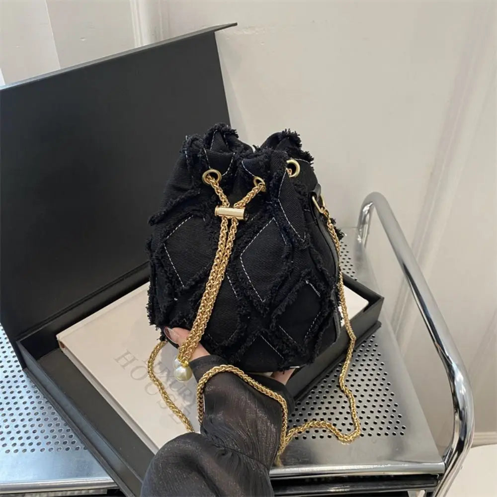 Pearl Denim Bucket Bag