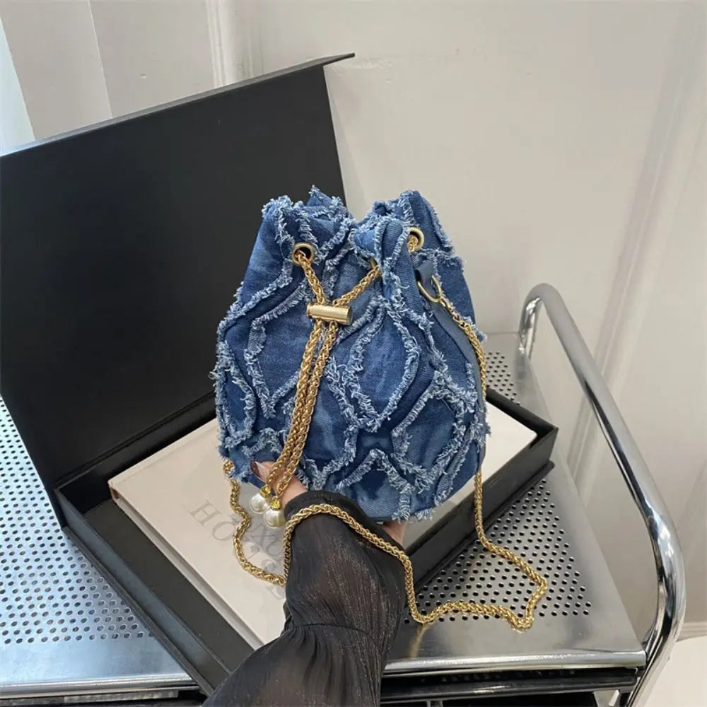 Pearl Denim Bucket Bag