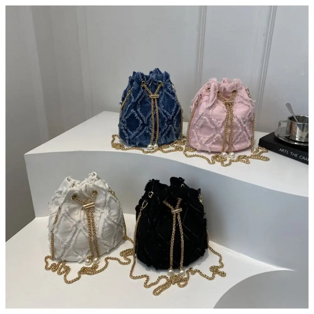 Pearl Denim Bucket Bag