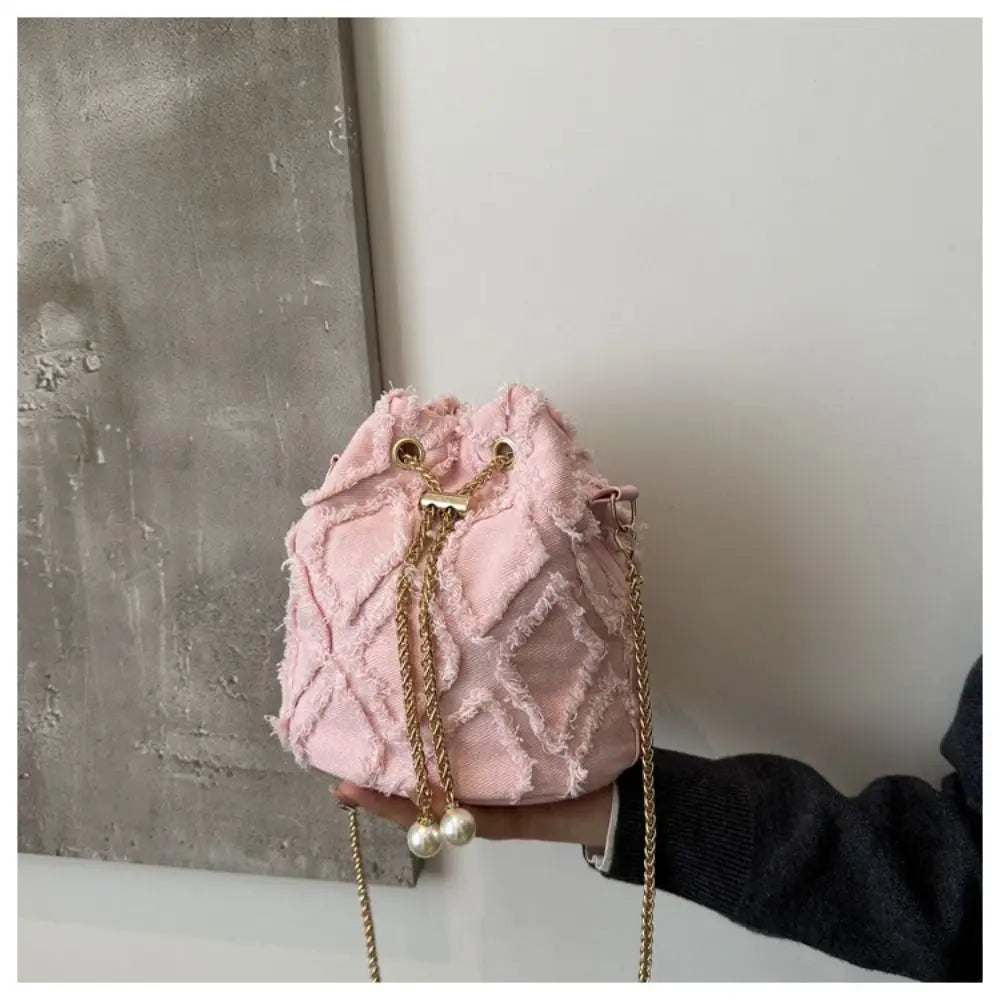 Pearl Denim Bucket Bag