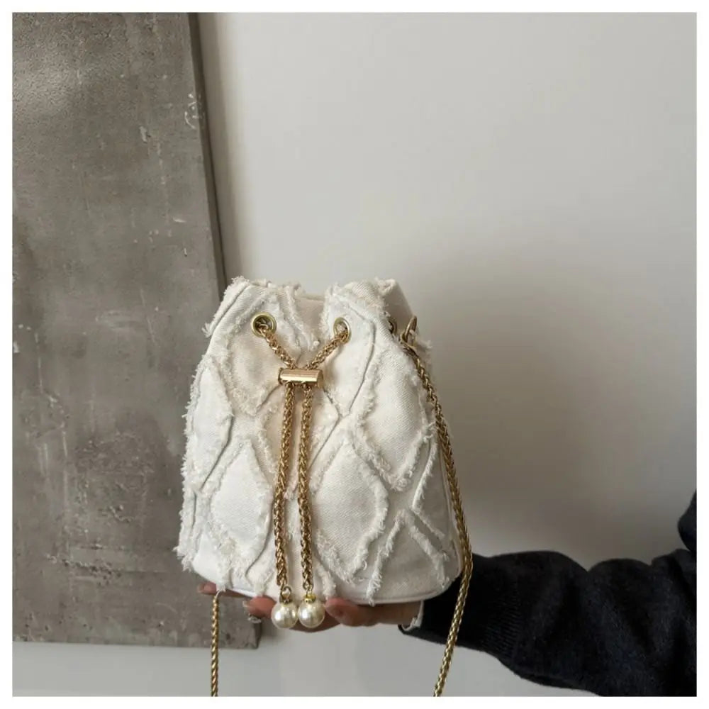 Pearl Denim Bucket Bag