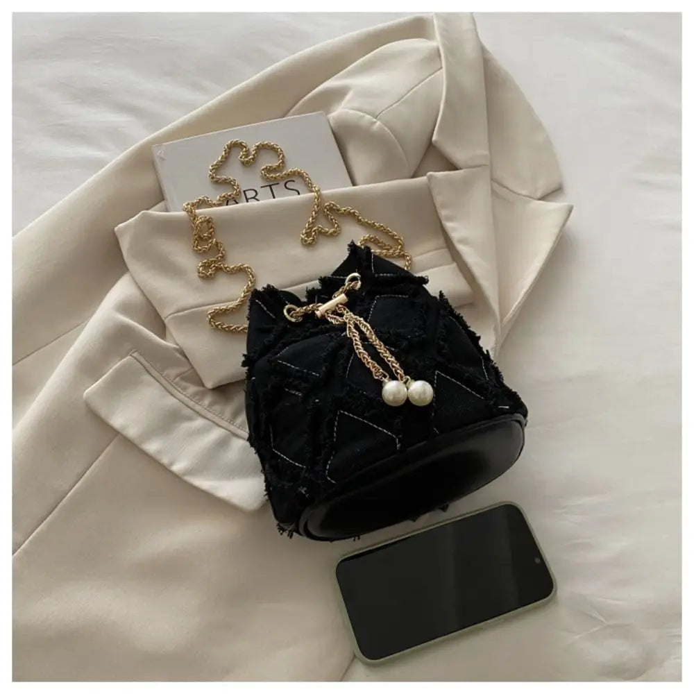 Pearl Denim Bucket Bag